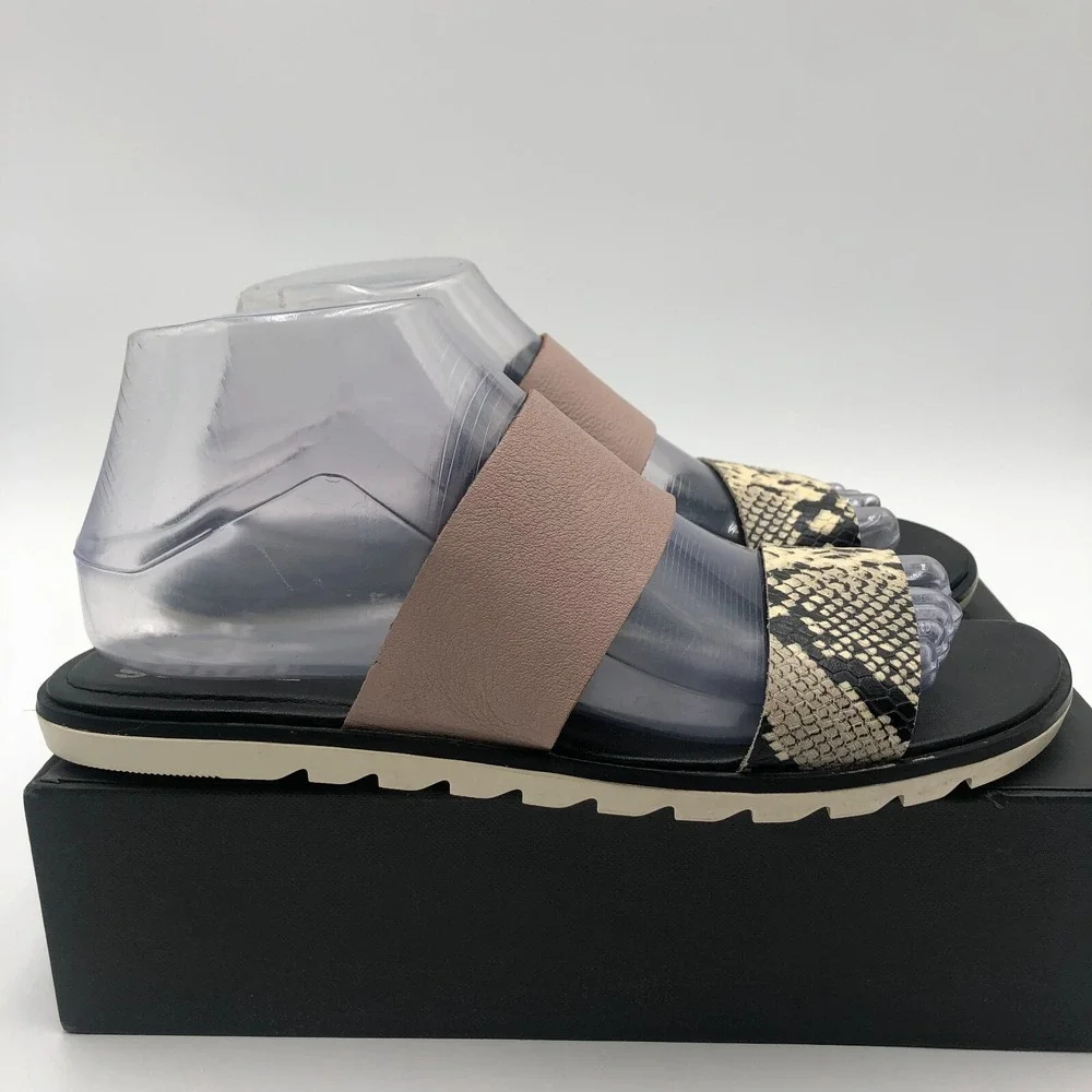 Sorel Ella II Slide Sandals‎ Women's 8 Mauve Pink Leather Slip On Comfort Shoes